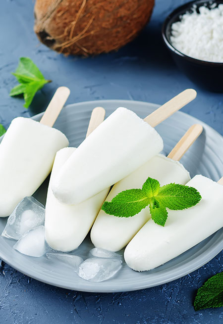 Coconut Honey Basil Popsicles 