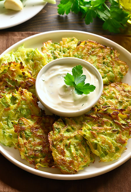  Herby Swiss Chard Fritters With Basil Yogurt