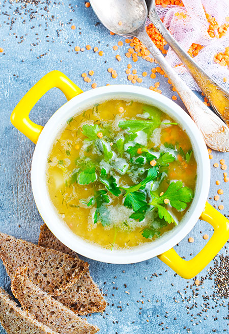 Lemon, Kale and Lentil soup 