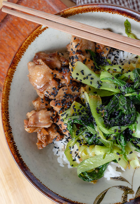 Crispy Tofu/Paneer with Sesame Pak Choi 