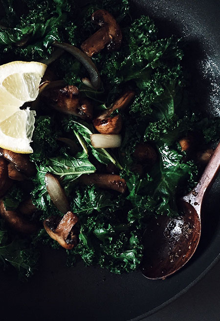 Smothered Mushrooms And Kale 