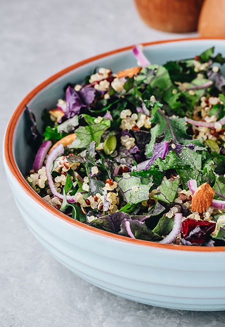 Quinoa Kale salad with Sriracha Almond 